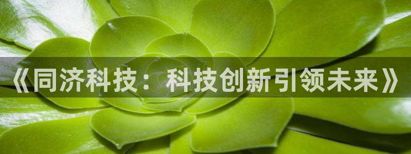 《同济科技：科技创新引领未来》